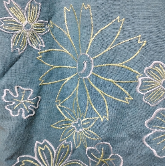 VTG 90s Club Newport Maxi Dress 12 Blue Embroidered Hem Crochet Trim Lined - Picture 3 of 8